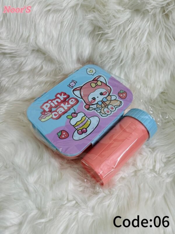 Pink Cake Lunch Box with Water Bottle - Image 2